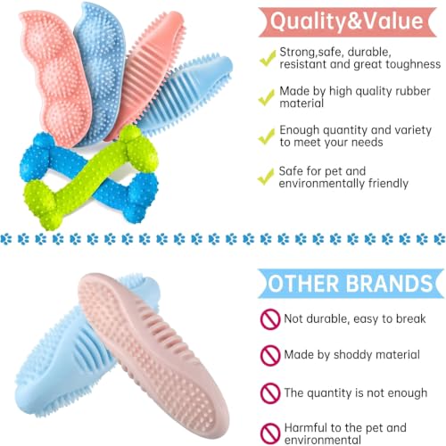 Skylety 6 Pcs Puppy Teething Chew Toys Rubber Bones Shaped Cute Dog Pet Small Dog Toys for 2-8 Months Small Dogs Cleaning Relieving Itching(Blue, Pink, Yellow Green) - color: Blue, Pink, Yellow Green