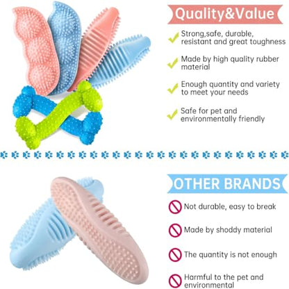 Skylety 6 Pcs Puppy Teething Chew Toys Rubber Bones Shaped Cute Dog Pet Small Dog Toys for 2-8 Months Small Dogs Cleaning Relieving Itching(Blue, Pink, Yellow Green) - color: Blue, Pink, Yellow Green