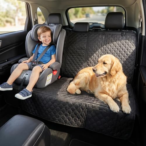 Dog Car Seat Cover, Back Seat Cover for Dog Pet Car Seat Universal Waterproof Scratch Proof Nonslip Durable Soft Pet Backseat Protector for Cars Trucks & SUVs (Black)