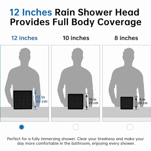 G-Promise All Metal 12 Inch Rain Shower Head with Power Wash Mode Handheld Spray Combo, Pause Setting 3-way Diverter, Full Body Coverage Waterfall Showerhead, Luxury Bathroom Upgrade (Matte Black) - color: Matte Black, size: 12 Inches
