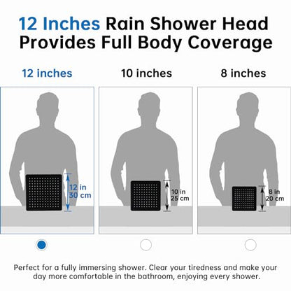 G-Promise All Metal 12 Inch Rain Shower Head with Power Wash Mode Handheld Spray Combo, Pause Setting 3-way Diverter, Full Body Coverage Waterfall Showerhead, Luxury Bathroom Upgrade (Matte Black) - color: Matte Black, size: 12 Inches