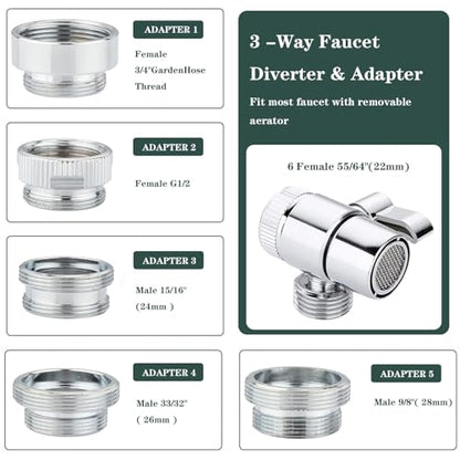 Bathtub Shower Head Sink-Faucet set，Tub faucet spayer attachment with 5 Adapters and 59" Hose for Pet Dog Rinse、 Baby Bath 、Hair washing, ON/OFF Extension for Tub, Utility Sink, Garden and Bathroom