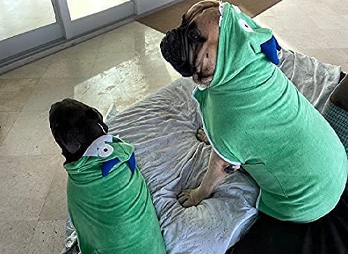 BoxDog Wearable Microfiber Dog Towel with Monster Hoodie | Soft Dog Bathrobe (Medium) - color: Green Monster, size: Medium