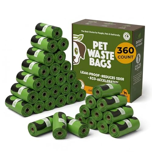 Doggy Do Good - 360 Count, Heavy Duty Poop Bags for Dogs - Standard Size - Dog Waste Bags Made with 50% Recycled Plastic + 15% Biobased Material - Landfill-Friendly, Unscented, Leak-Proof - size: 1 Count (Pack of 360)