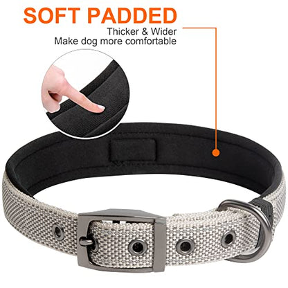 Fida Retractable Dog Leash and Heavy Duty Dog Collar Set, Ultra Comfortable Soft Neoprene Padded, Adjustable Reflective Nylon Pet Collar with Durable Metal Belt Buckle for Small Breeds (S, Grey)