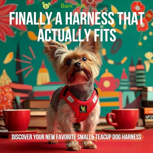 EcoBark Teacup Dog Harnesses for Tiny Dogs (Red, XXXS) - color: Red, size: XXXS- 2 to 3 lbs- Chest up to 10 in (Pack of 1)