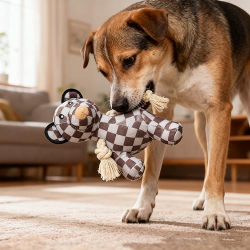 Indestructible Bear Dog Rope Toy with Rope for Aggressive Chewers, Tug of War Dog Toy Durable Chew-Resistant Interactive Ball for All Breeds (Grey Bear) - color: Grey Bear