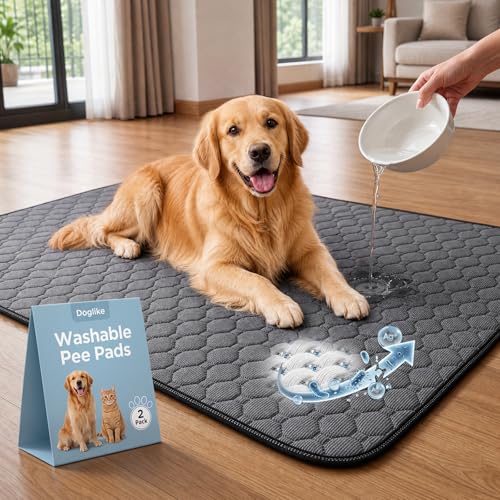 Doglike [Upgraded Silver-Ion Odor] Washable Pee Pads for Dogs – Ultra Absorbent, Leak-Proof, Non-Slip & 5-Hour Quick-Drying Reusable Puppy Training Pads for Home, Crate & Sofa, 41" x 36" (2 Pack) - size: 41" x 36"【Industry #1 Ag+ Fabric Application】