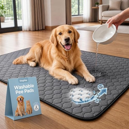Doglike [Upgraded Silver-Ion Odor] Washable Pee Pads for Dogs – Ultra Absorbent, Leak-Proof, Non-Slip & 5-Hour Quick-Drying Reusable Puppy Training Pads for Home, Crate & Sofa, 41" x 36" (2 Pack) - size: 41" x 36"【Industry #1 Ag+ Fabric Application】