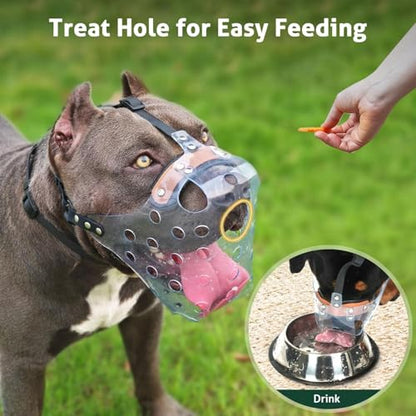 Mayerzon Pitbull Muzzle, Basket Muzzle for Large Dogs Rottweiler to Prevent Biting Chewing Scavenging, Breathable Dog Mouth Guard for Grooming Vet Visits that Allows Panting Drinking - size: XL
