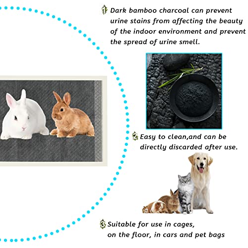 kathson 100 Piece Rabbit Pee Pads,Disposable Pet Pees Pad,Cage Black Carbon Liner,Super Absorbent Leak Proof Cushion Reduce Odor Bunny Training Accessories for Puppy Kitten Hamsters Hedgehog(S) - size: 17.7" x 13.0" / 100PCS