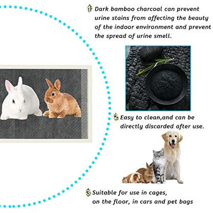 kathson 100 Piece Rabbit Pee Pads,Disposable Pet Pees Pad,Cage Black Carbon Liner,Super Absorbent Leak Proof Cushion Reduce Odor Bunny Training Accessories for Puppy Kitten Hamsters Hedgehog(S) - size: 17.7" x 13.0" / 100PCS