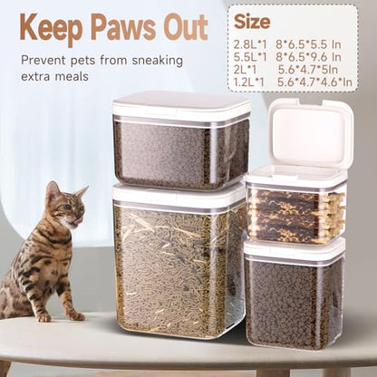 LivLab Mker Dog Food Storage Container 25 lbs Airtight Pet Food Container with Measuring Cup, BPA Free, Rice & Flour Storage Container for Dog Treats and Cat Food, White - color: (D1035)-1.2L-2
