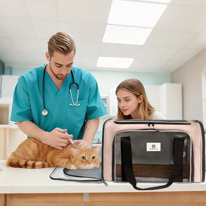 Cat Carrier - Cat Carrier Soft with Plush Pad & Cooling Mat, Easy-Load 4-Side Zipper & 3-Side Mesh Ventilation, Pet Carrier Airline Approved for Cats/Dogs Up to 16 lbs, Brown - color: Brown