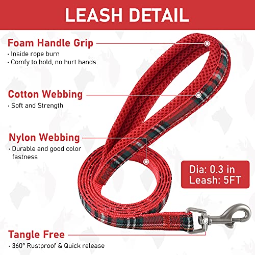GAMUDA Small Dog Harness Collar and Leash Set, Step in No Chock No Pull Soft Mesh Adjustable Dog Vest Harnesses Plaid Reflective for Dogs Puppy Cats Kitten Rabbit (Red, XS) - color: Red, size: XS