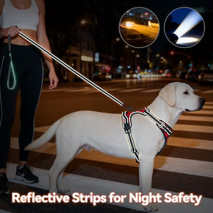 PHOEPET No Pull Dog Harnesses for Small Dogs Reflective Adjustable Front Clip Vest with Handle 2 Metal Rings 2 Buckles [Easy to Put on & Take Off](S, Red) - color: Red, size: Small