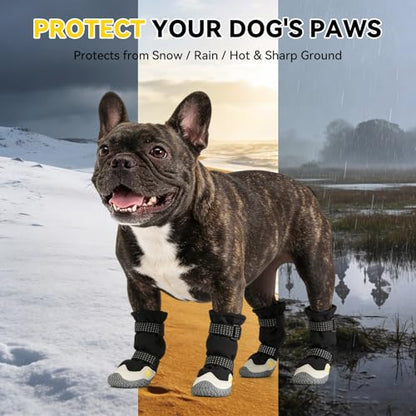 Dog Boots for Small to Large Breed, Waterproof Paw Protectors Anti-Slip Dog Winter Shoes with Adjustable Straps, Size 3 - size: Size 3