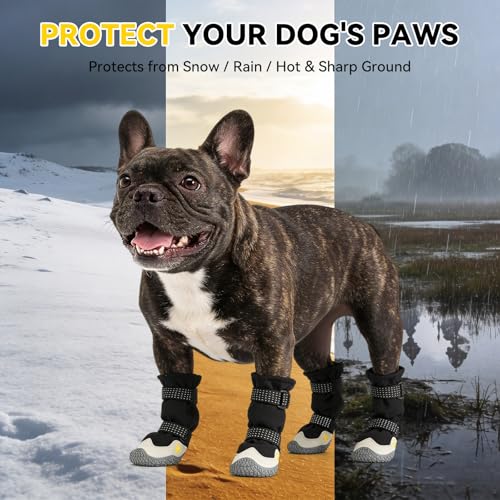 Dog Boots for Small to Large Breed, Waterproof Paw Protectors Anti-Slip Dog Winter Shoes with Adjustable Straps, Size 5 - size: Size 5