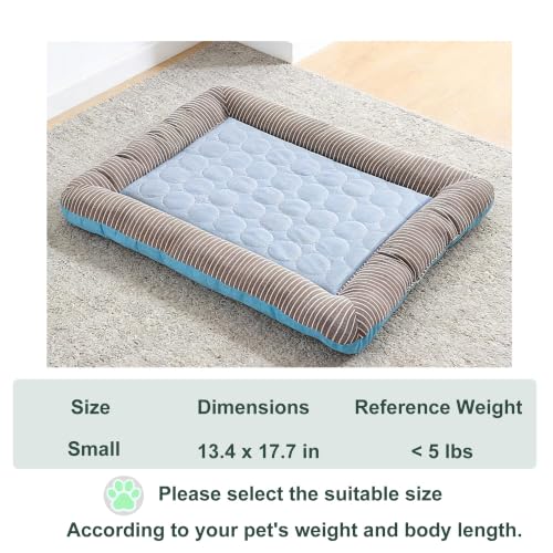 RPGT Summer Pet Self Cooling Pad Washable Sleeping Blanket- No Need to Freeze Or Refrigerate 13.4"x 17.7" Kennel Mat for Small Medium Dog and Adult Cat - size: Small