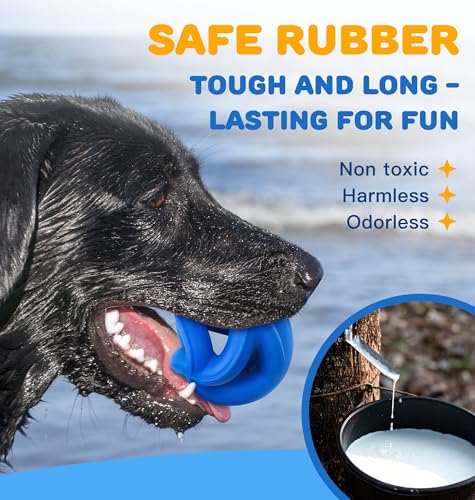Natural Rubber Indestructible Dog Toys, Durable Dog Chew Toys for Aggressive Chewers - Non-Toxic, Dishwasher Safe, Interactive Dog Toys for Medium Large Breed Dogs, Fetch Training, 4", Navy - color: Navy