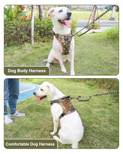 Hotsky Tactical Dog Harness No Pull，Adjustable Service Dog Vest Reflective Military Pet Harness with Control Handle Molle Loop Panels for Training Walking Running(Army Camo, L) - color: Army Camo, size: L(Neck: 20"-26",Chest: 22.5"-32")