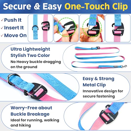 Anccoplus Hands Free Dog Leash, Multifunctional Crossbody Running for Dogs, Ultra-Light Dog Training Leash with Secure Clip, Short & Long Leashes, Adjustable Service Dog Leashes (Aqua Pink) - color: Aqua Pink