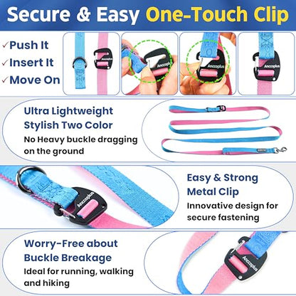 Anccoplus Hands Free Dog Leash, Multifunctional Crossbody Running for Dogs, Ultra-Light Dog Training Leash with Secure Clip, Short & Long Leashes, Adjustable Service Dog Leashes (Aqua Pink) - color: Aqua Pink