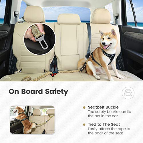 IOKHEIRA Multifunctional Dog Leash - 4-6 FT Strong Bungee, Car Seatbelt Compatible, Army Green - color: Brown