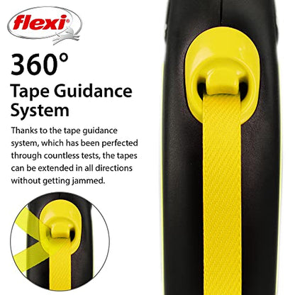 FLEXI New Neon Tape Retractable Dog Leashes for Small Dogs Upto 33 lbs. –16 ft.,Neon Yellow/Black | Tangle Free Pet Walking Leash with One-Handed Brake,Pause,Lock | German Quality Product (Pack of 12) - color: Yellow/Black, size: Small (Pack of 12)