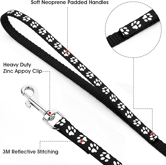 Purple Small Dog Collar and Leash Set, Pawprint Puppy Collar and Leash Adjustable Kitten Collar with Bell for Tiny Little XXS XS Small Breed Pets Dogs Girls Female - color: Light Purple