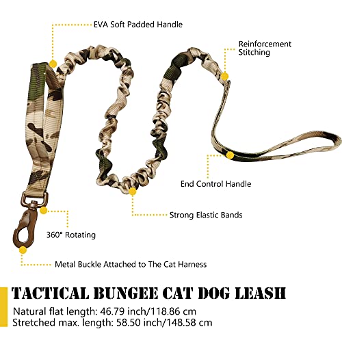 Tactical Cat Harness and Leash for Walking Escape Proof, Adjustable Military K9 Pet Vest Harness Easy Control for Large Cat, Puppy and Small Dog (Camo) - color: Camo