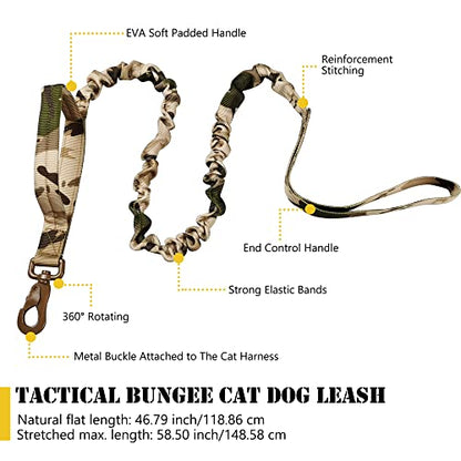 Tactical Cat Harness and Leash for Walking Escape Proof, Adjustable Military K9 Pet Vest Harness Easy Control for Large Cat, Puppy and Small Dog (Camo) - color: Camo