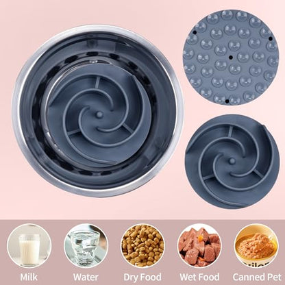 Slow Feeder Dog Bowls Insert, Bestalk Soft Silicone Slow Eating Feeder Insert with Suction Cups for Small, Medium and Large Dogs, Fit into Basic and Elevated Dog Bowls, Grey - color: Grey, size: M
