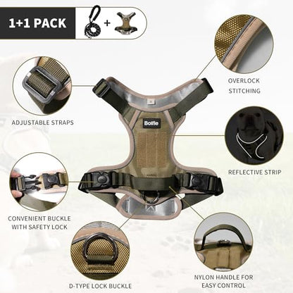 Tactical Dog Harness for Large Dogs,No Pull Military Dog Vest with Handle,Reflective Heavy Duty Pet Harness for Walking Hiking Training L - size: Large