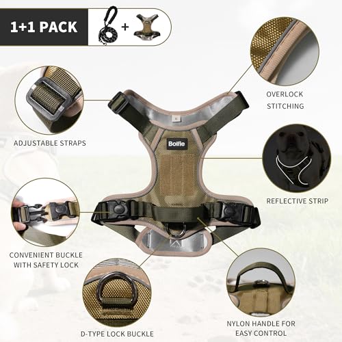 Tactical Dog Harness for Medium Dogs,No Pull Military Dog Vest with Handle,Reflective Heavy Duty Pet Harness for Walking Hiking Training M - size: Medium