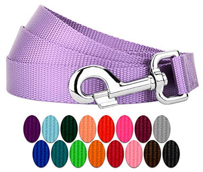 Country Brook Petz - Vibrant 17 Color Selection - Heavyduty Doublehandle Nylon Leash (6 Foot, 3/4 Inch Wide, Lavender) - color: Lavender