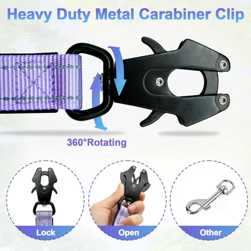 Heavy Duty Hands Free Dog Leash with Quick Release Carabiner and Adjustable No Pull Bungee Dog Running Waist Leash，for Walking and Training with Car Seat Belt 4-6FT (Aurora Purple) - color: Aurora Purple
