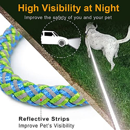 2/3/4/6/10 Foot Reflective Dog Leash Strong Nylon Rope Braided Heavy Duty for Large and Medium Small Dogs Walking Training Leads (Green, 6ft * 1/2") - color: Green, size: 6ft * 1/2"