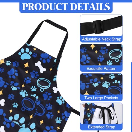 Dog Grooming Waterproof Apron with 2 Pockets, Cute Animals Puppy Dog Pets Apron - style: Blue Pet Collar