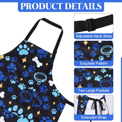 Dog Grooming Waterproof Apron with 2 Pockets, Cute Animals Puppy Dog Pets Apron - style: Blue Pet Collar