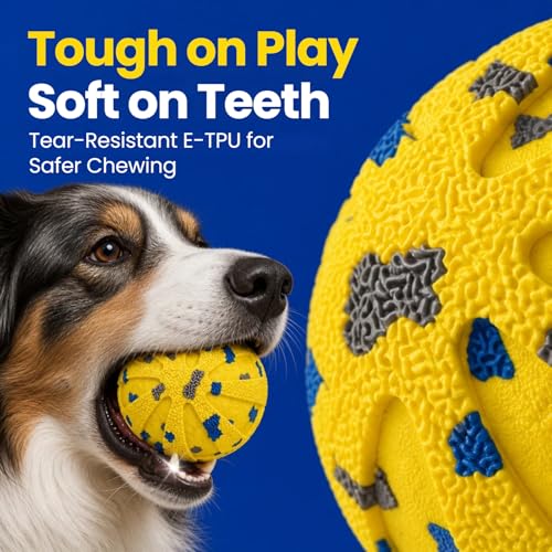 Interactive Dog Toys Ball, Moving Dog Toys to Keep Them Busy, Automatic Self Rolling & Bouncing, Soft E-TPU Material IPX7 Waterproof, Enrichment for Small Medium Large Breeds, Yellow - color: Yellow-Automatic Ball