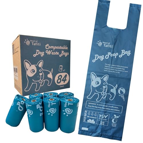 Home Compostable Dog Poop Bags with Handles, Extra Thick Leak-Proof Dog Waste Bags, Unscented & Eco-Friendly, 9 x 13 inch (16 inch w/Handles), 84 Count - size: 80 Count (Pack of 1)