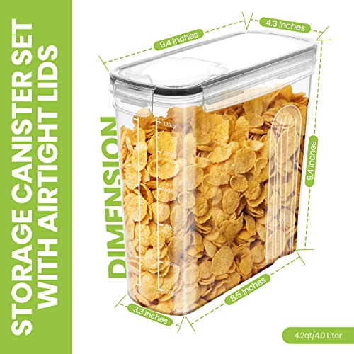 Utopia Kitchen Cereal Containers Storage Set – 6 Pack 4L(135.2 oz) Airtight Food Storage Containers with Lids, BPA-Free Cereal Dispensers for Pantry Organization and Storage (Clear) - size: 4 Liter (Pack of 6)