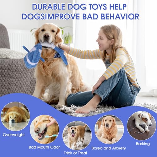 Squeaky Dog Toys - Plush Toy, Durable, Stretchy, Keeps Dogs Busy, Interactive Dog Toys Stress Release Game for Boredom Suitable for Small Medium and Large Dogs - color: Blue