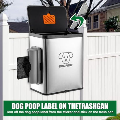 Dog Poop Trash Can Outside, 2.1 Gallon Dog Waste Container with Trash Bag Dispenser, Outdoor Pet Poop Bucket with Lid, Black Hanging Waste Container with Bags for Fence, Garbage, CounterTop