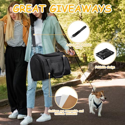 Cat Carrier Soft, Pet Dog Carrier Soft-Sided Airline Approved, Pet Travel Carrier Up to 20lbs, Collapsible Cat Carrier Dog Carrier for Medium Cats Small Dogs, Black - color: Black