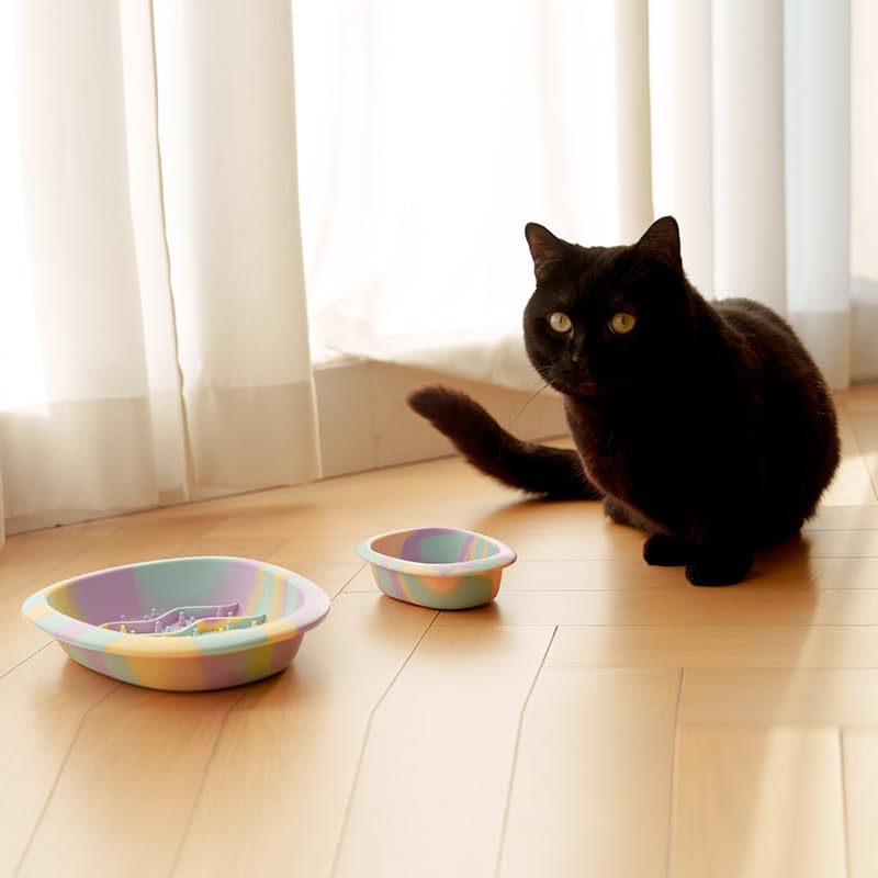 Colorful Slow Feeder Bowl for Large & Small Pets Silicone Easy to Clean Dog Food Bowl Slow Feed Dog & Cat Bowls for Interactive(Blue S) - color: Blue
