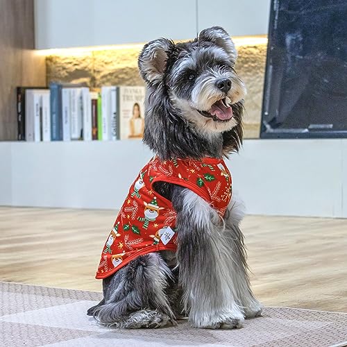 CuteBone Dog Shirts 2-Pack Soft Pet Clothes Breathable Summer Vest for Small Puppy and Stretchy Cat Apparel - color: Gingerbread man&reindeer, size: Small