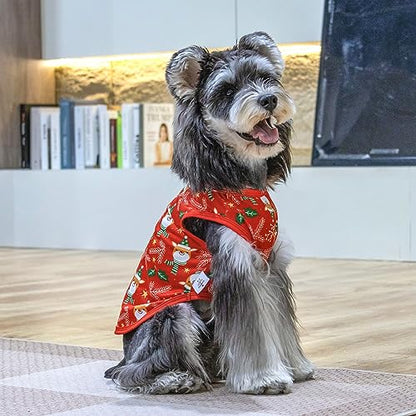 CuteBone Dog Shirts 2-Pack Soft Pet Clothes Breathable Summer Vest for Small Puppy and Stretchy Cat Apparel - color: Gingerbread man&reindeer, size: Small