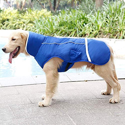QBLEEV Warm Dog Coat - Reflective & Waterproof Winter Jacket, Turtleneck Pet Clothes with Thick Fleece Lining for Small to Large Dogs - color: Blue, size: Medium